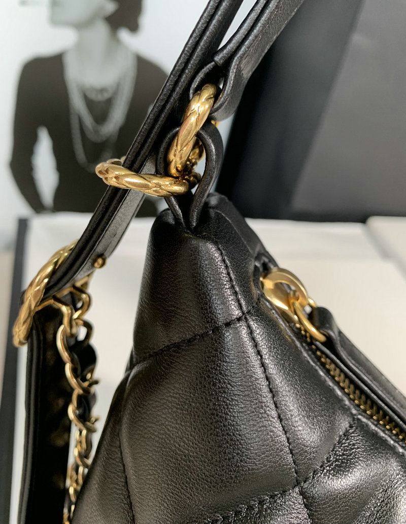 Chanel Lambskin Hobo Bag Black AS2230