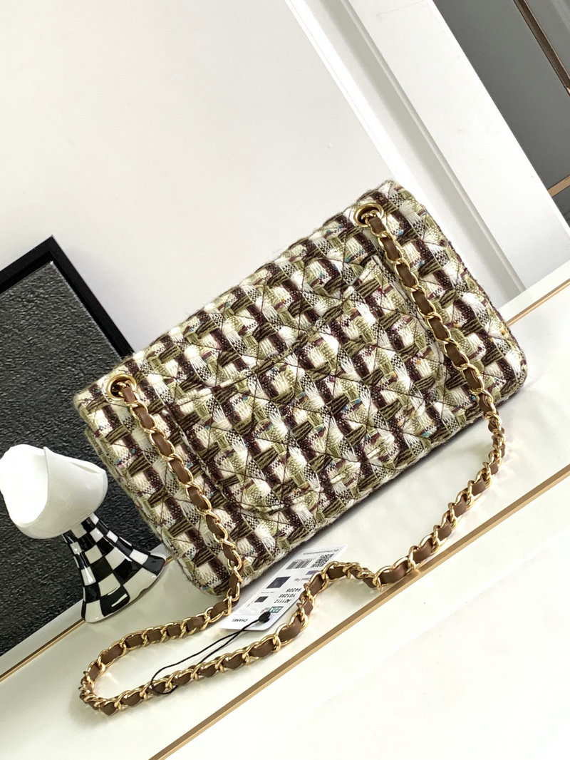 Medium Chanel Tweed Flap Bag Brown AS2325