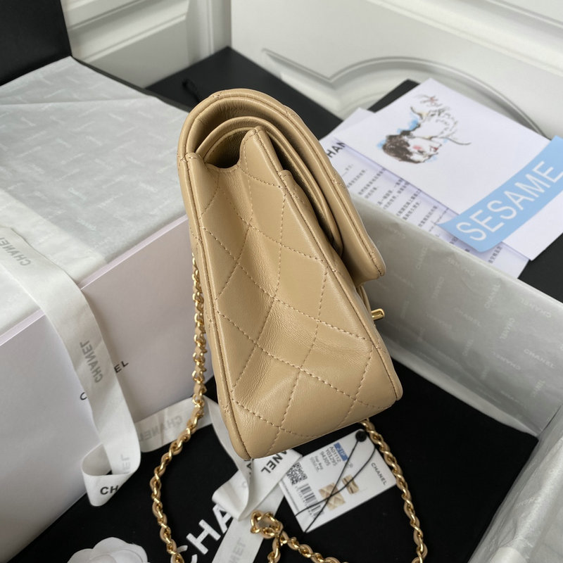 Medium Classic Flap Handbag Beige with Gold A01112