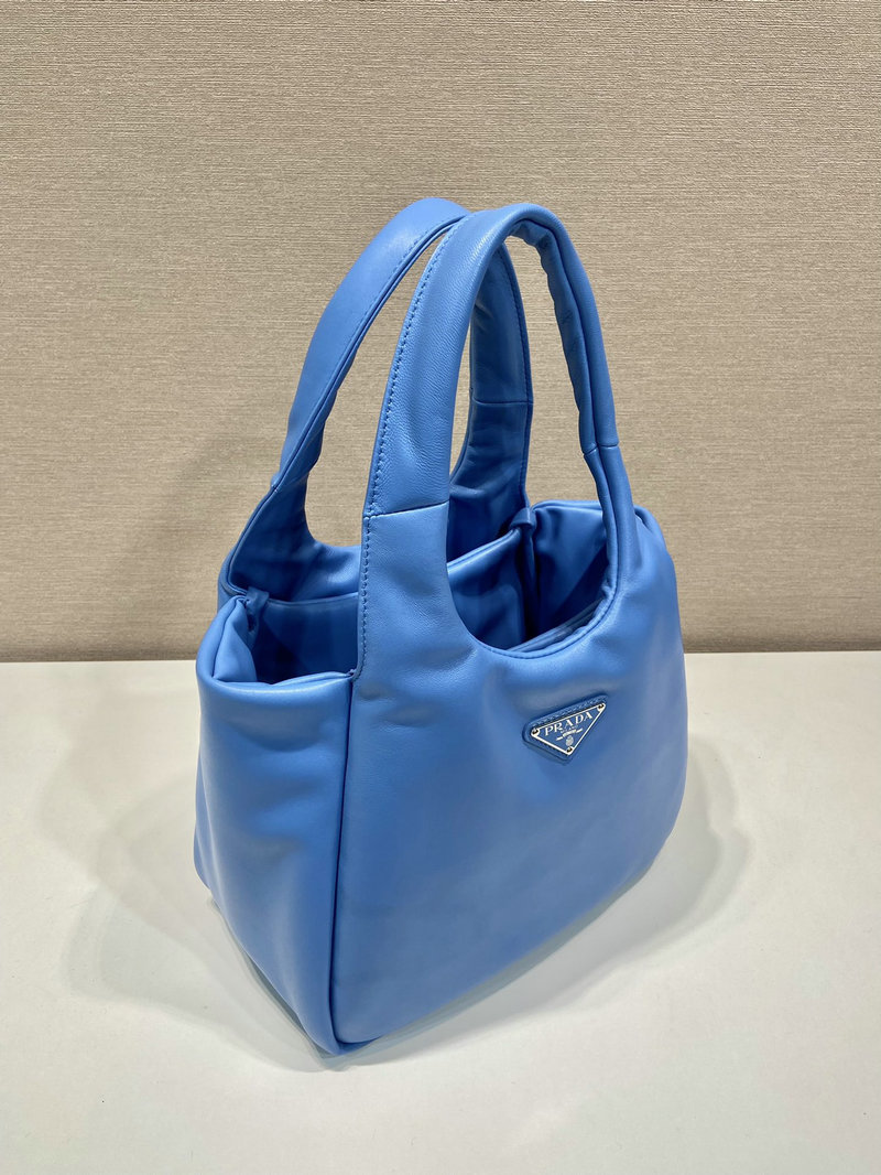 Medium padded Prada Soft nappa leather bag Blue 1BG413