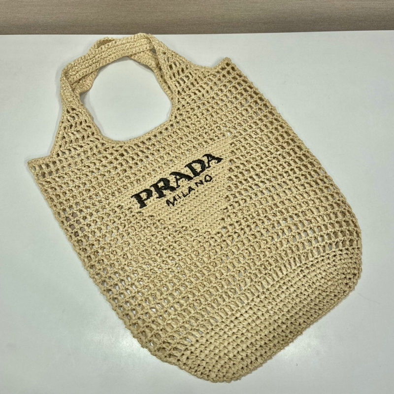 Prada Raffia Crochet tote bag Beige 1BG424