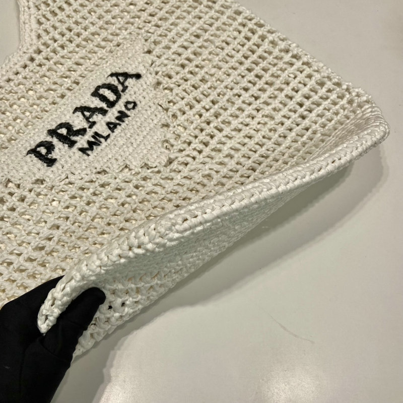 Prada Raffia Crochet tote bag White 1BG424