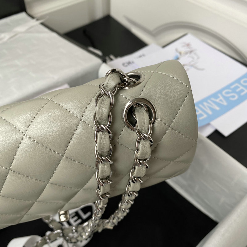 Small Classic Chanel Flap Handbag Light Grey A01113