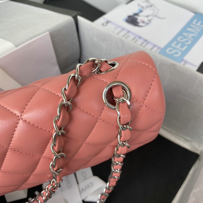 Small Classic Chanel Flap Handbag Pink with Silver A01113