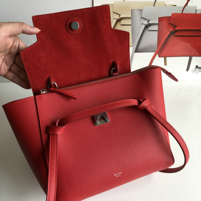 Celine Grained Calfskin Micro Belt Bag Red CB24