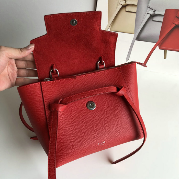 Celine Grained Calfskin Nano Belt Bag Red CB20