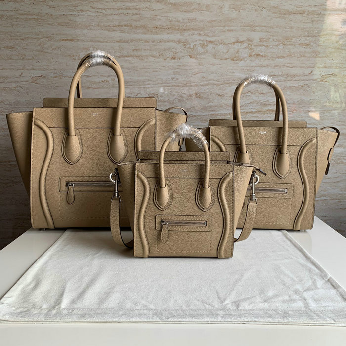 Celine Luggage Bag in Drummed Calfskin Beige CE0805