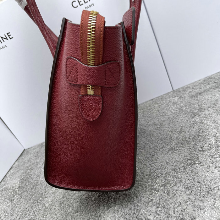 Celine Luggage Bag in Drummed Calfskin Burgundy CE0805