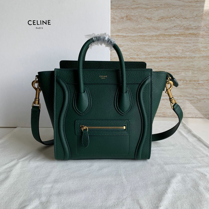 Celine Luggage Bag in Drummed Calfskin Green CE0805