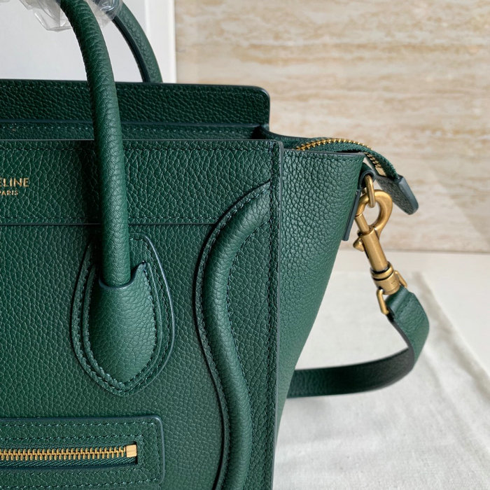 Celine Luggage Bag in Drummed Calfskin Green CE0805