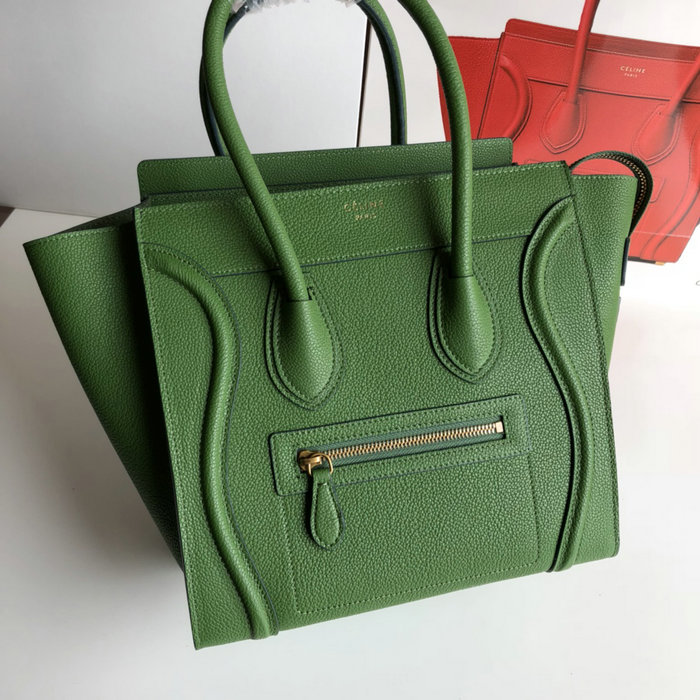 Celine Micro Luggage Bag in Drummed Calfskin Light Green CE0805