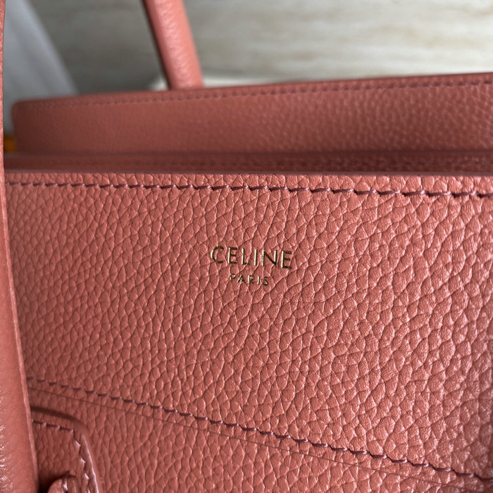 Celine Micro Luggage Bag in Drummed Calfskin Nude CE0805