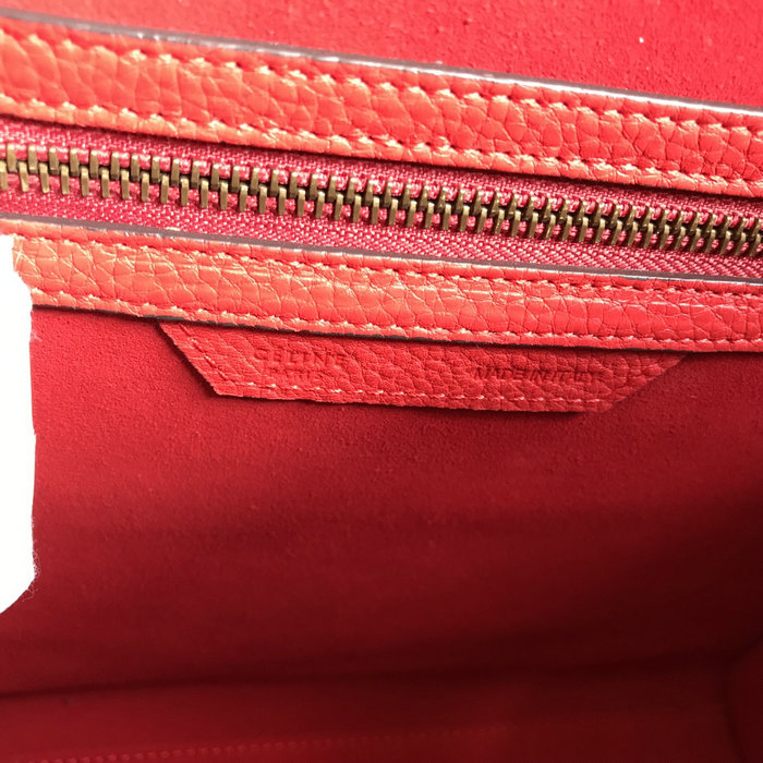 Celine Micro Luggage Bag in Drummed Calfskin Red CE0805