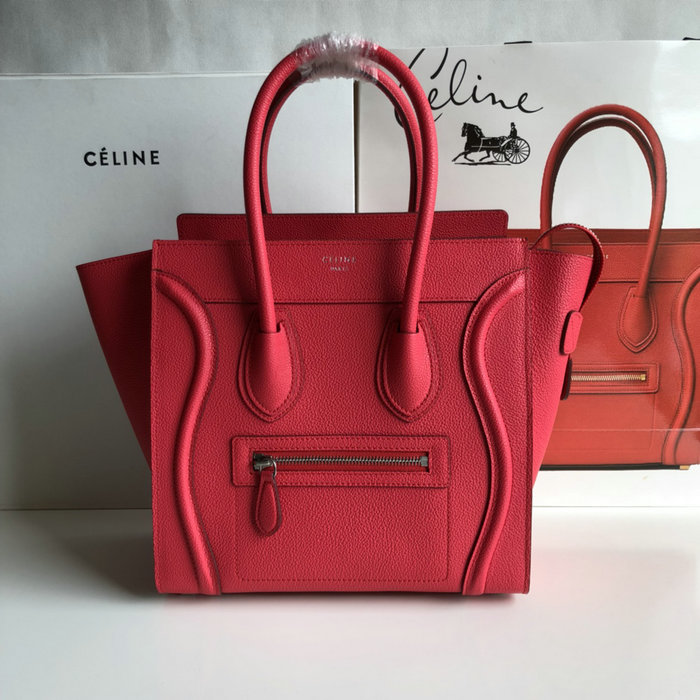 Celine Micro Luggage Bag in Drummed Calfskin Rose CE0805