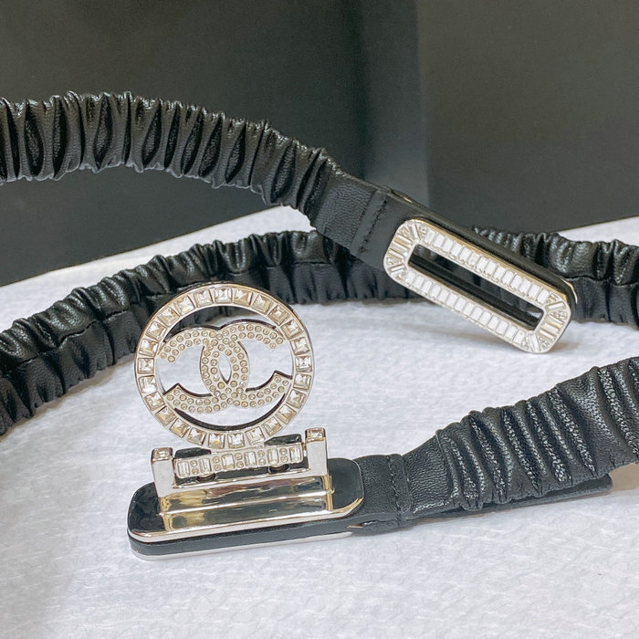 Chanel Belt Black with Silver AA8931