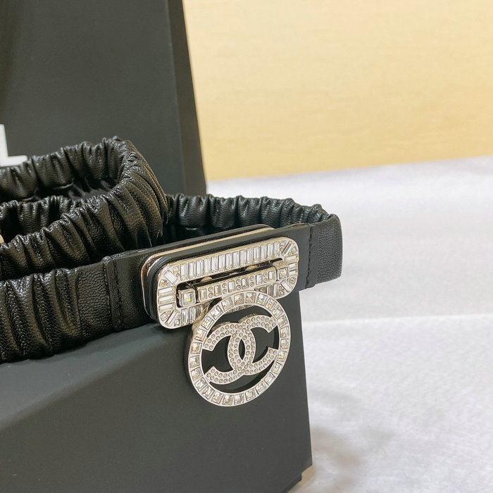 Chanel Belt Black with Silver AA8931