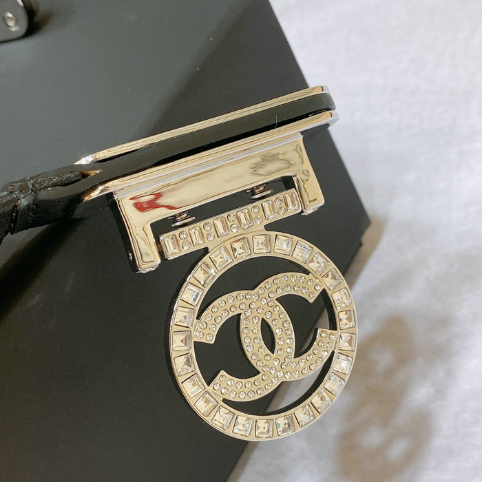 Chanel Belt Black with Silver AA8931