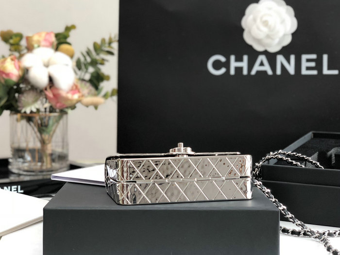 Mini Chanel Evening Bag Silver A99139