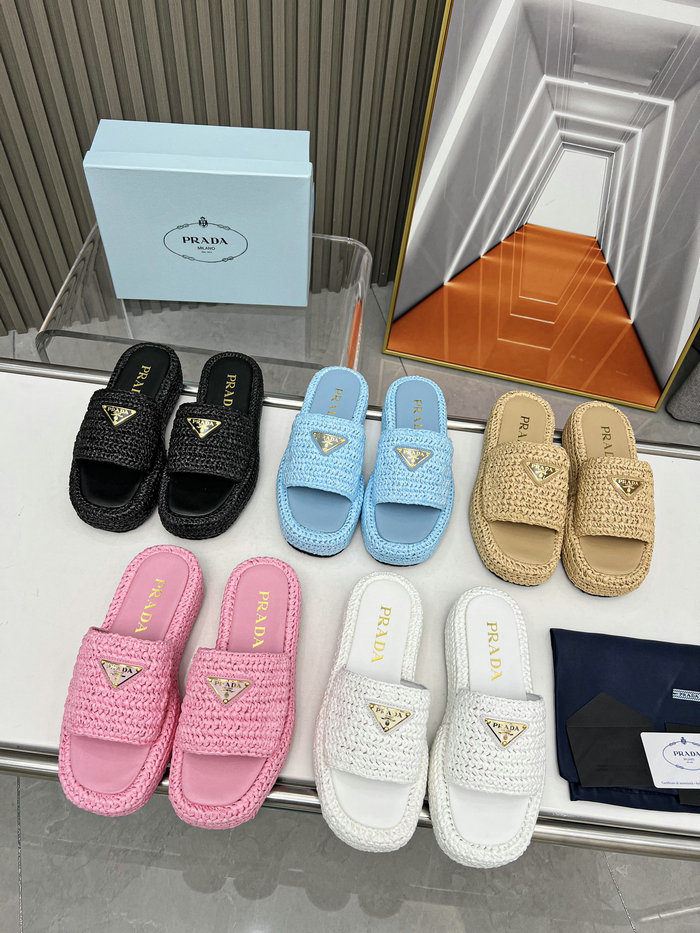 Prada Raffia Slides SNP073001