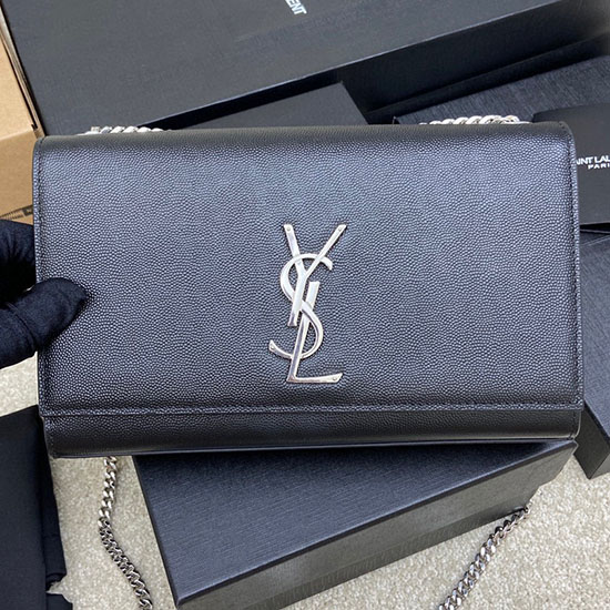 Saint Laurent Kate 24 Chain Bag Black with Silver 354021