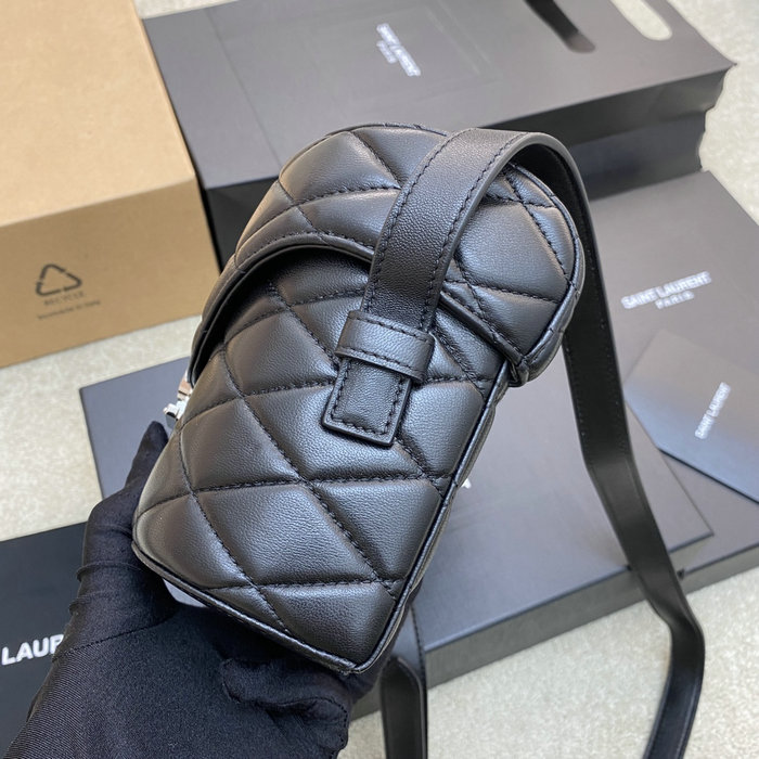 Saint Laurent Lambskin June Box Bag Black 710080