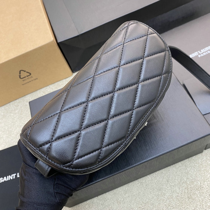 Saint Laurent Lambskin June Box Bag Black 710080