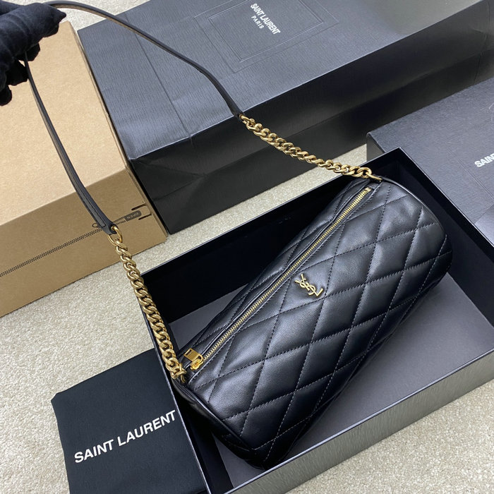 Saint Laurent Lambskin Sade Tube Bag Black 712706