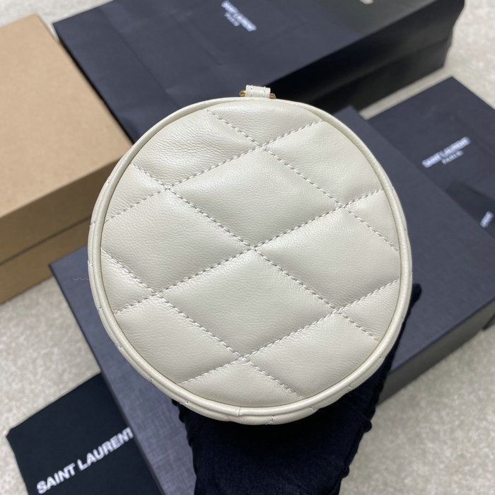 Saint Laurent Lambskin Sade Tube Bag White 712706