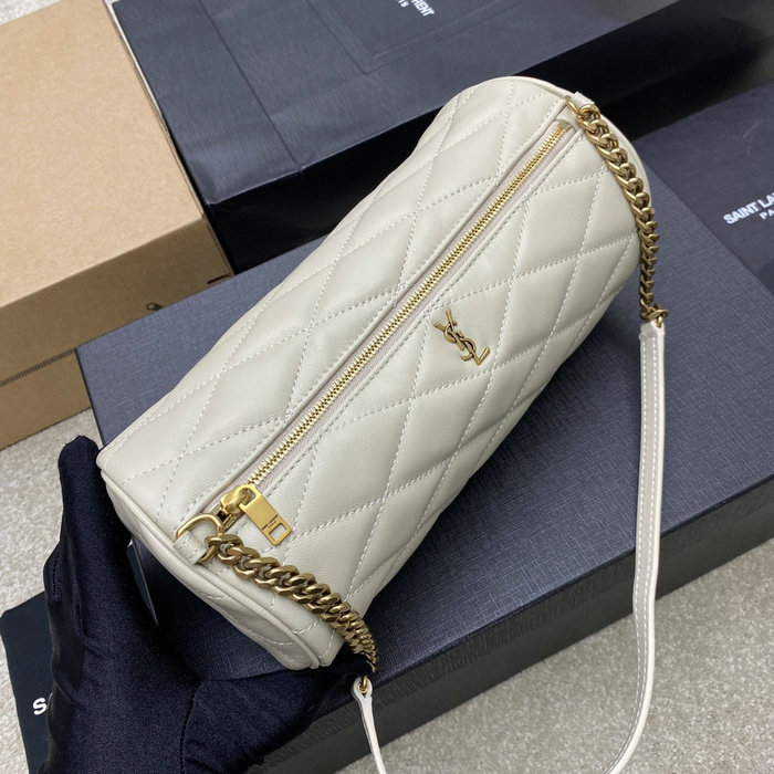 Saint Laurent Lambskin Sade Tube Bag White 712706