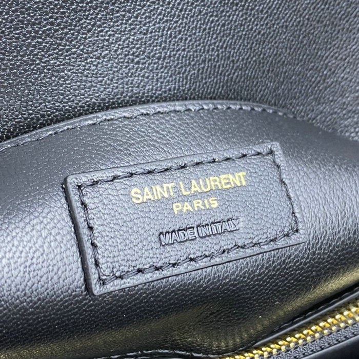 Saint Laurent Large Matelasse Leather Shoulder Bag Black with Gold 392738