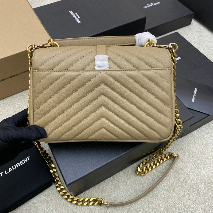 Saint Laurent Medium Matelasse Leather College Bag Beige 392737