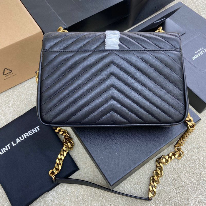 Saint Laurent Medium Matelasse Leather College Bag Black with Gold 392737