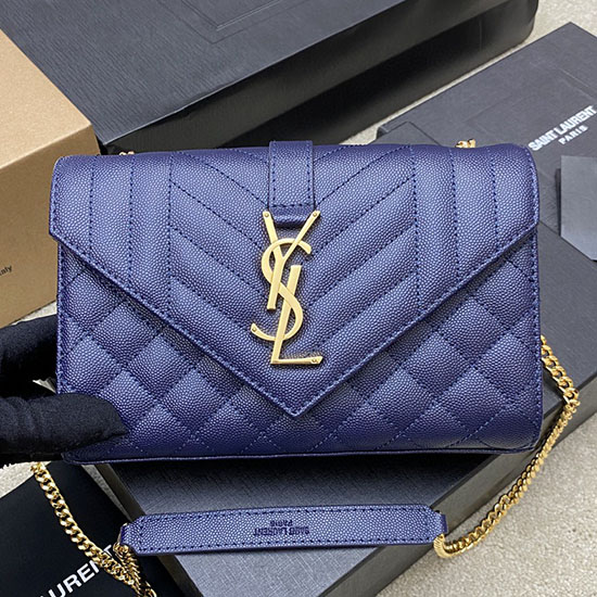 Saint Laurent Small Envelope Shoulder Bag Blue 526286