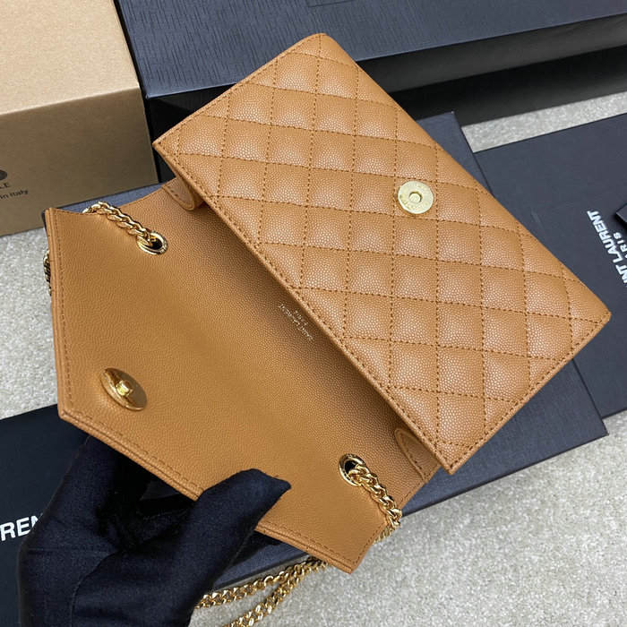 Saint Laurent Small Envelope Shoulder Bag Brown 526286