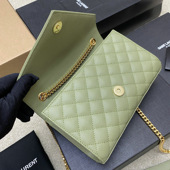 Saint Laurent Small Envelope Shoulder Bag Green 526286