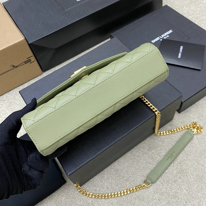 Saint Laurent Small Envelope Shoulder Bag Green 526286