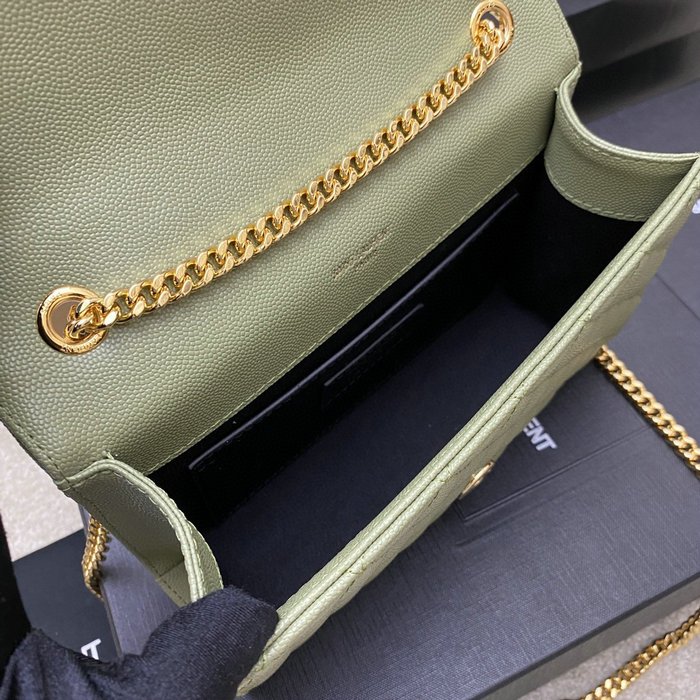 Saint Laurent Small Envelope Shoulder Bag Green 526286