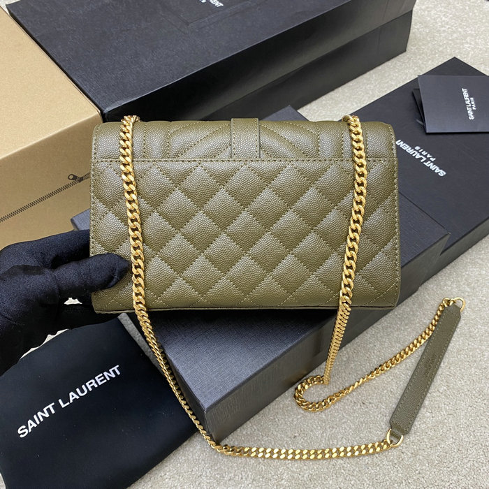 Saint Laurent Small Envelope Shoulder Bag Khaki 526286