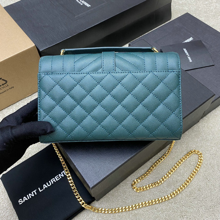 Saint Laurent Small Envelope Shoulder Bag Turquoise 526286