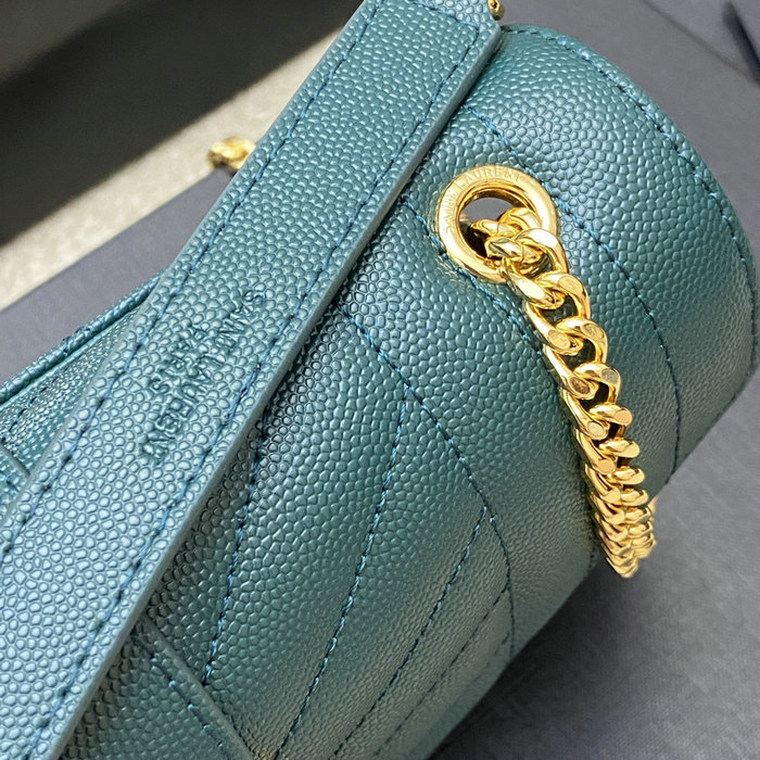 Saint Laurent Small Envelope Shoulder Bag Turquoise 526286