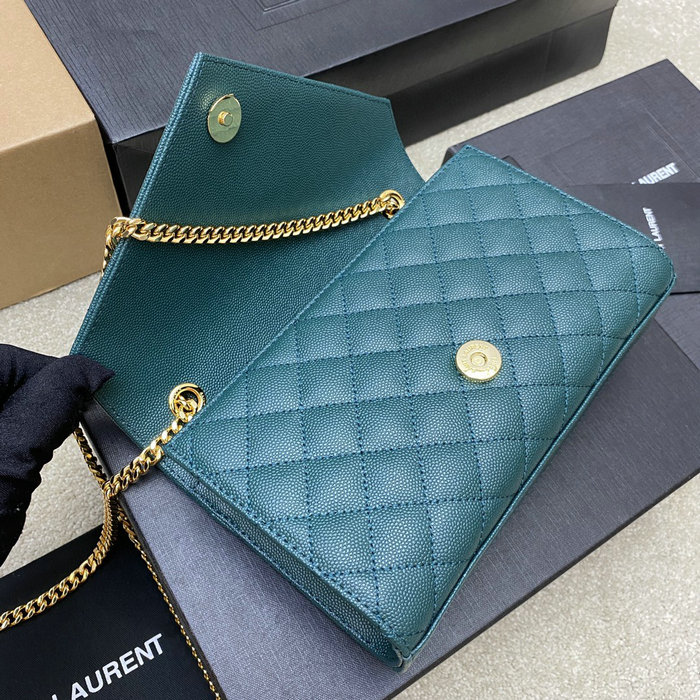 Saint Laurent Small Envelope Shoulder Bag Turquoise 526286