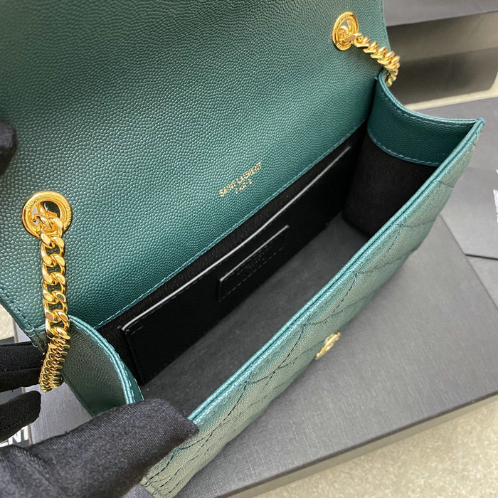 Saint Laurent Small Envelope Shoulder Bag Turquoise 526286