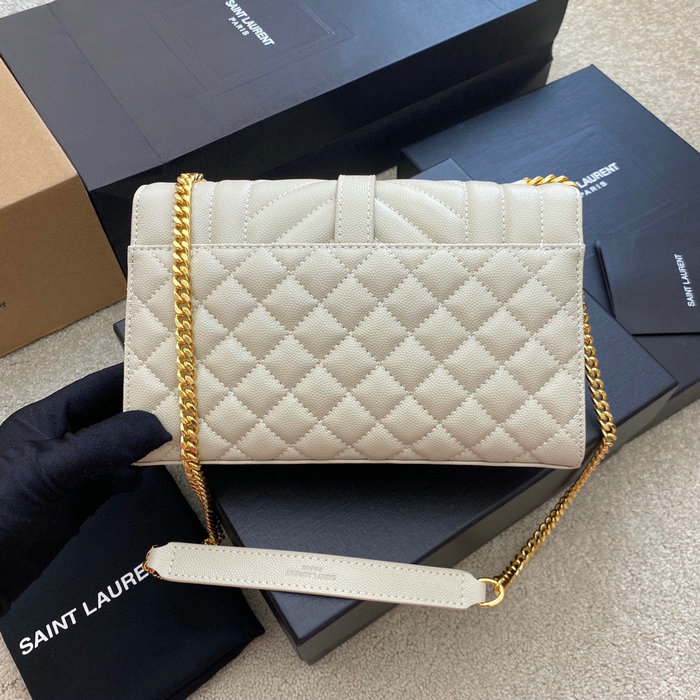 Saint Laurent Small Envelope Shoulder Bag White 526286