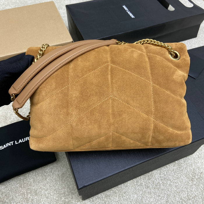 Saint Laurent Suede Small Loulou Shoulder Bag Camel 577476