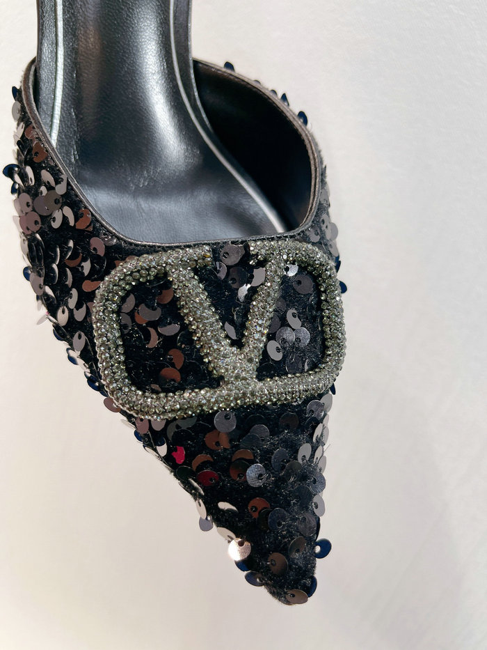 Valentino Sequins Pumps Black SNV073003