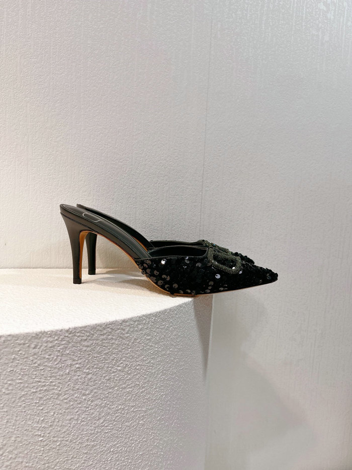 Valentino Sequins Pumps Black SNV073003