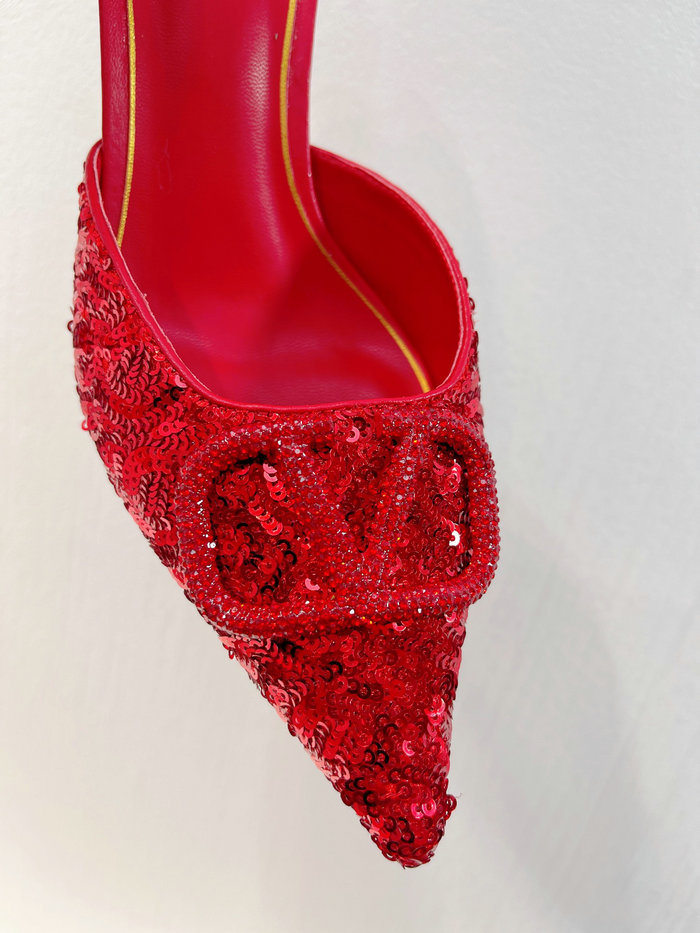 Valentino Sequins Pumps Red SNV073003