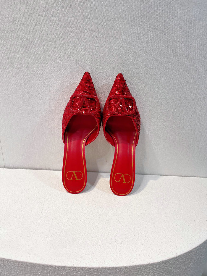 Valentino Sequins Pumps Red SNV073003