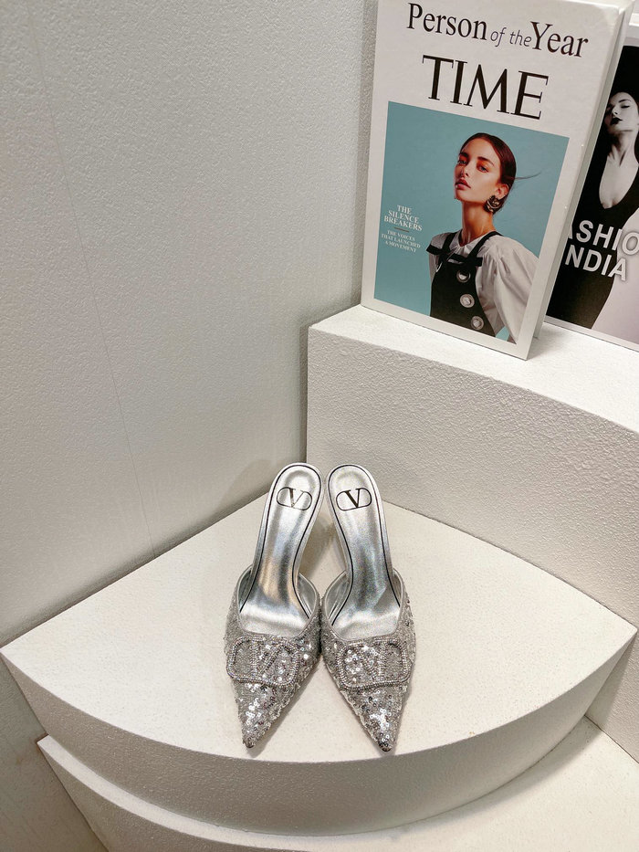 Valentino Sequins Pumps Silver SNV073003