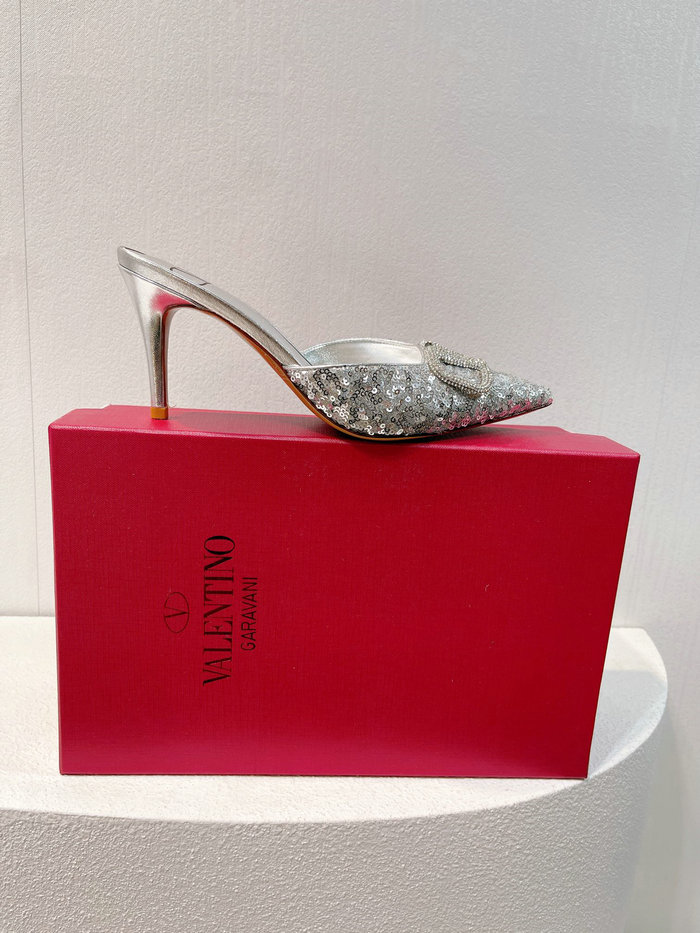 Valentino Sequins Pumps Silver SNV073003